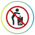 trash forbidden icon, no litter, do not throw away Royalty Free Stock Photo